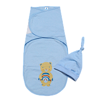 Пелюшка кокон на липучці та шапочка  блакитний  Minikin 2210301