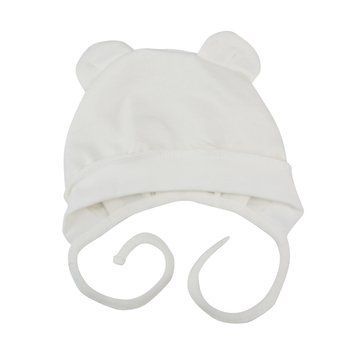 Чепчик з вушками з трикотажу з начосом молочний Minikin 257501_41_5 фото
