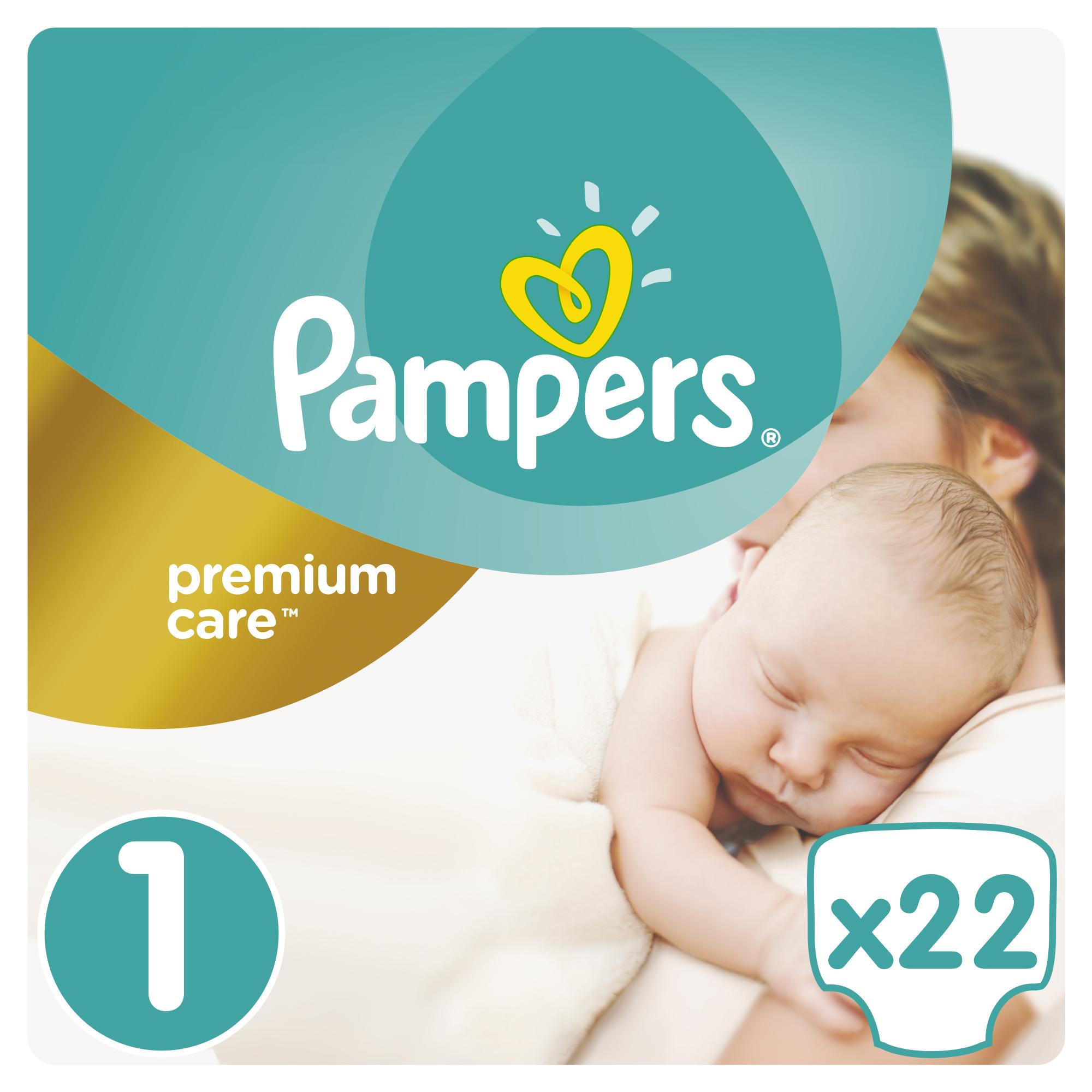 Подгузники Pampers Premium Care New Born Размер 1 (Для новорожденных) 2-5 кг, 22 подгузника