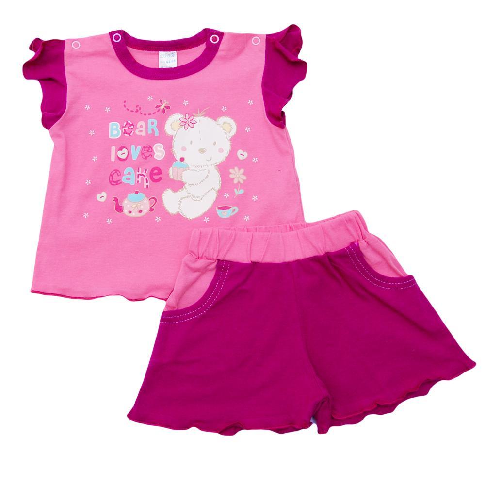 Комплект (майка+шорты) для девочки 3-9 мес розовый летний Minikin 130502