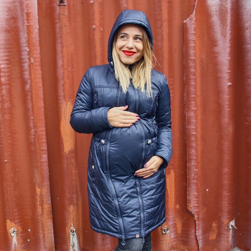 Зимняя куртка для беременных 2 в 1 Темно-синяя, размер XS