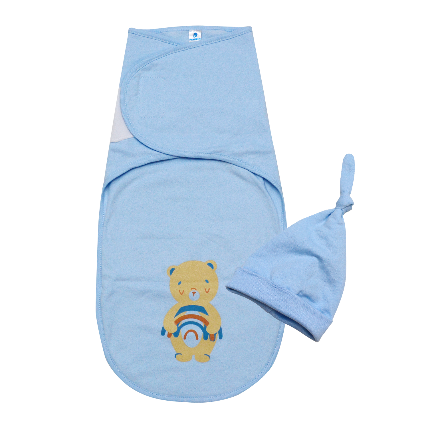 Пелюшка кокон на липучці та шапочка  блакитний  Minikin 2210301