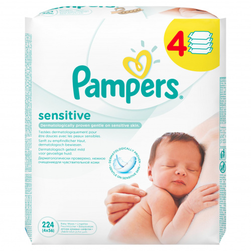Детские влажные салфетки Pampers Sensitive, 224 шт