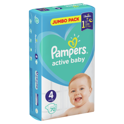 Подгузники детские Pampers Active Baby Размер 4 9-14 кг, 70 подгузников