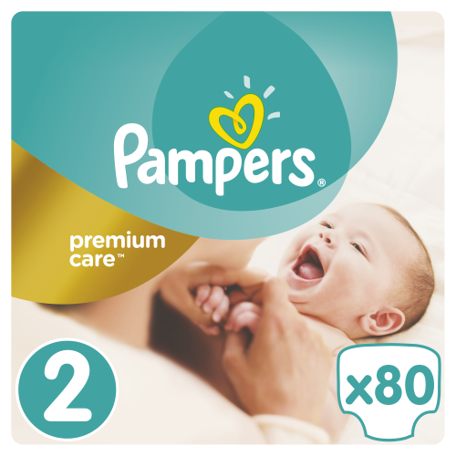 Подгузники Pampers Premium Care New Born Размер 2 (Для новорожденных) 3-6 кг, 80 подгузников