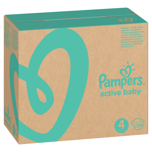 Подгузники детские Pampers Active Baby Размер 4 9-14 кг, 174 подгузников