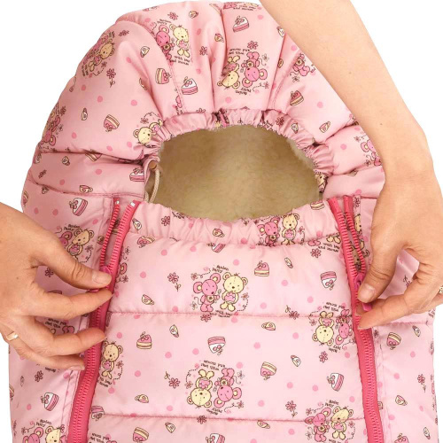 Конверт-кокон на овчине для девочки 0-9 мес розовый Minikin 186627