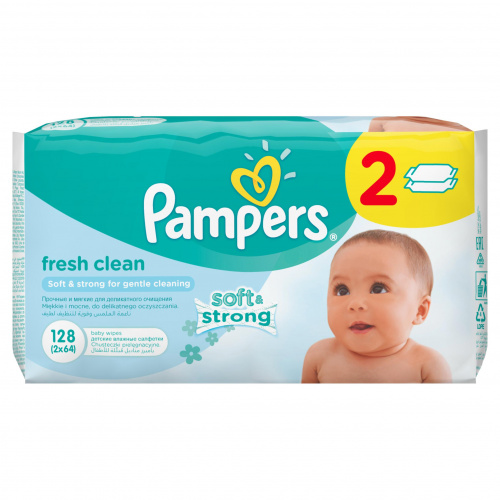 Детские влажные салфетки Pampers Fresh Clean Duo, 128 шт