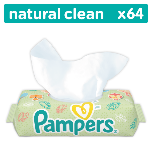 Детские влажные салфетки Pampers Natural Clean, 64 шт