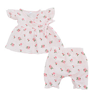 Комплект для дівчинки з мусліну рожевий квіти Minikin 223414