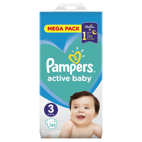 Подгузники детские Pampers Active Baby Размер 3 6-10 кг, 124 подгузника